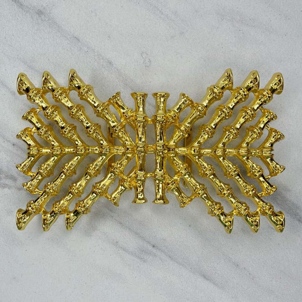 Gold Tone Bamboo Style Openwork Belt Buckle ✨